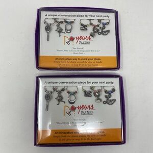 Chef Cook Baking 2 Sets of 6 Silver Tone Beaded Wine Glass Charms Tennis Preppy